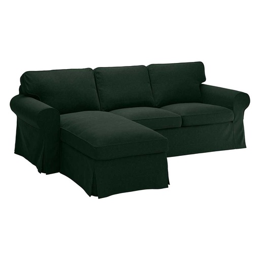 IKEA EKTORP Cover 3-seat Sofa W Chaise Longue, Tallmyra Dark Green