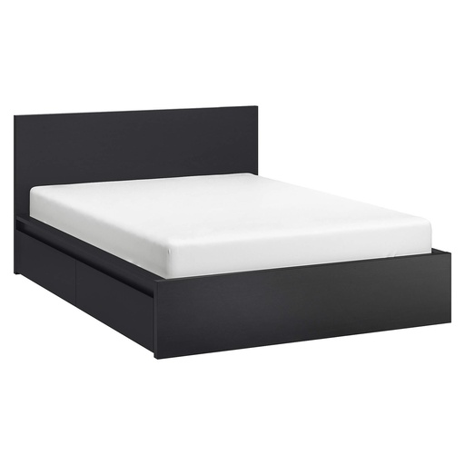MALM Queen Bed| 2 Storage Boxes| Black-Brown| High Platform