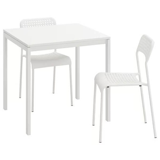 Melltorp Table and 2 Nisse Folding Chairs, White Color