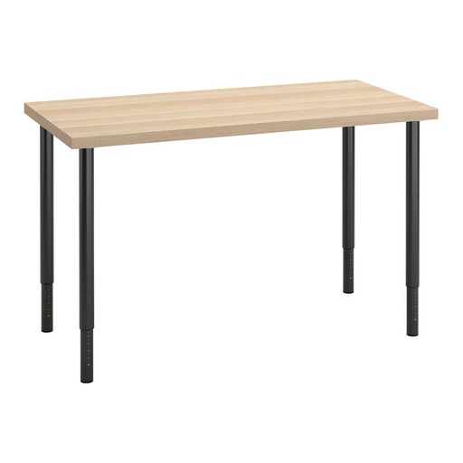 LAGKAPTEN - OLOV Desk White Stained Oak Effect-Black 120X60 cm