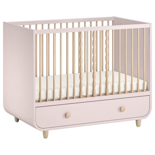 MYLLRA Cot with Drawer, Pale Pink 60X120 cm