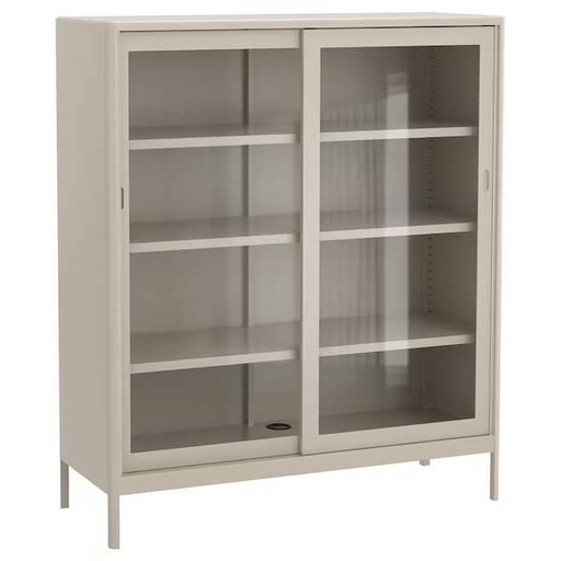 Idasen Cabinet with Sliding Glass Doors, Beige 120X140 cm