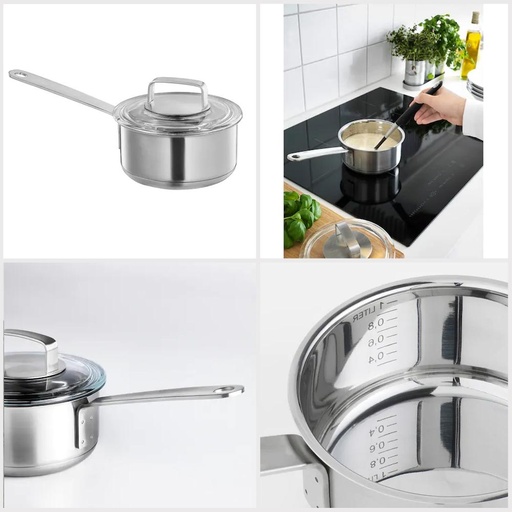 IKEA 365+ Saucepan with Lid, Stainless Steel, Glass