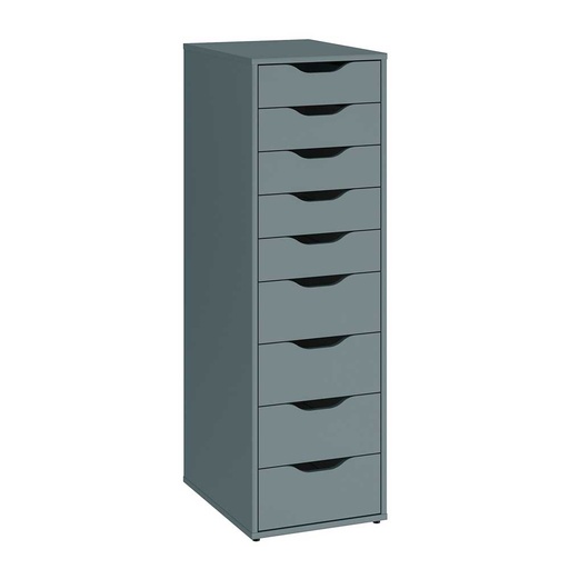 ALEX Drawer Unit with 9 Drawers Grey-Turquoise 36X116 cm