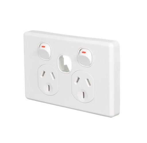 Lome Double Power Point Horizontal, Extra Switch