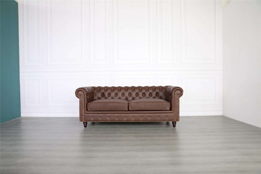 Doha Chesterfield Leather Sofa, 3 Seater - Vintage Style
