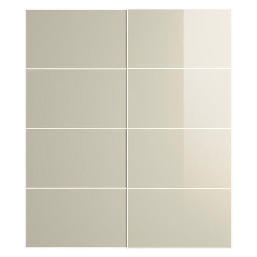 Hokksund Pair of Sliding Doors, High-Gloss Light Beige 200X236 cm