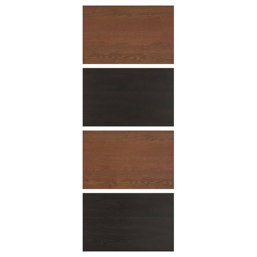 MEHAMN 4 panels for sliding door frame black-brown stained ash effect