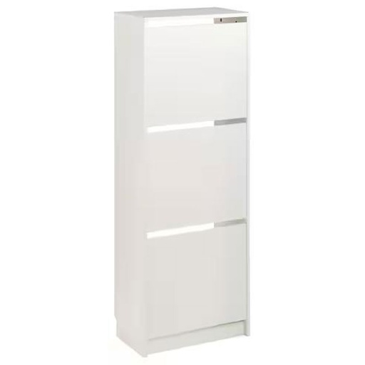 BISSA Shoe Cabinet with 3 Compartments, White