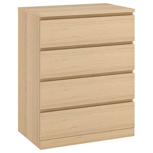 MALM Chest of 4 Drawers, White Stained Oak Veneer 80X101cm, Lowboy