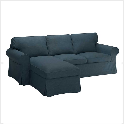 EKTORP Cover 3-seat Sofa W Chaise Longue, Hillared Dark Blue