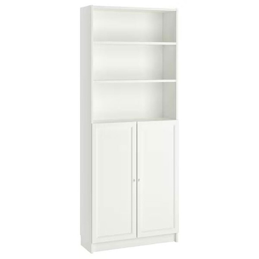 BILLY - OXBERG Bookcase with Doors, White,80x30x202 cm