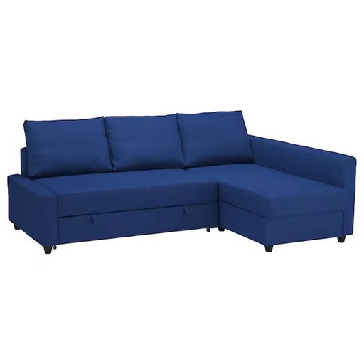 FRIHETEN corner sofa-bed with storage Skiftebo blue