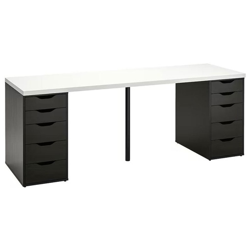 LAGKAPTEN - ALEX Desk White-Black-Brown 200X60 cm