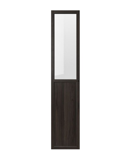 OXBERG panel/glass door dark brown oak effect 40x192 cm
