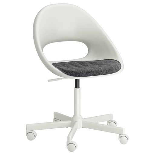 LOBERGET / MALSKAR swivel chair + pad white/dark grey