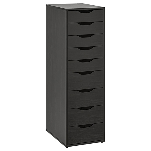 ALEX drawer unit with 9 drawers black-brown 36x116 cm