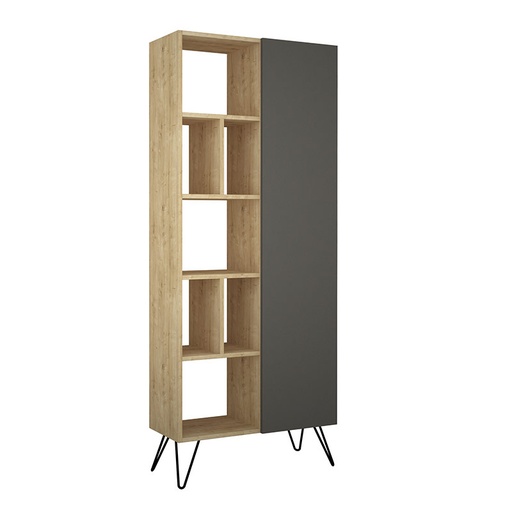 Polatlı Bookcase - Oak - Anthracite
