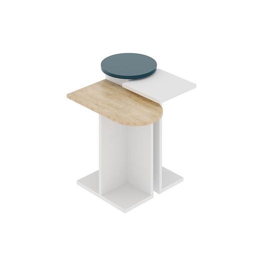 Kahramanmaraş Side Table - White - Oak - Turquoise