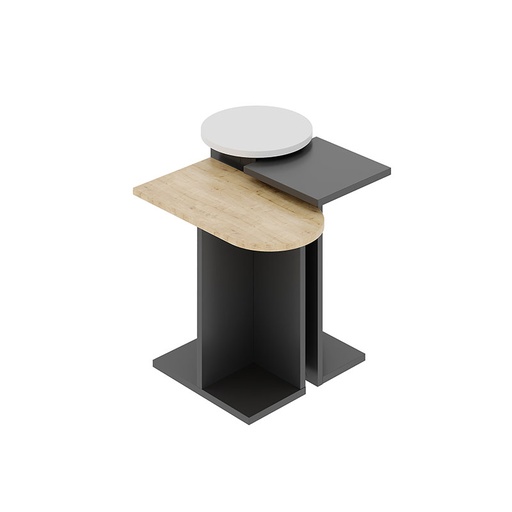 Kahramanmaraş Side Table - Anthracite - Oak - White