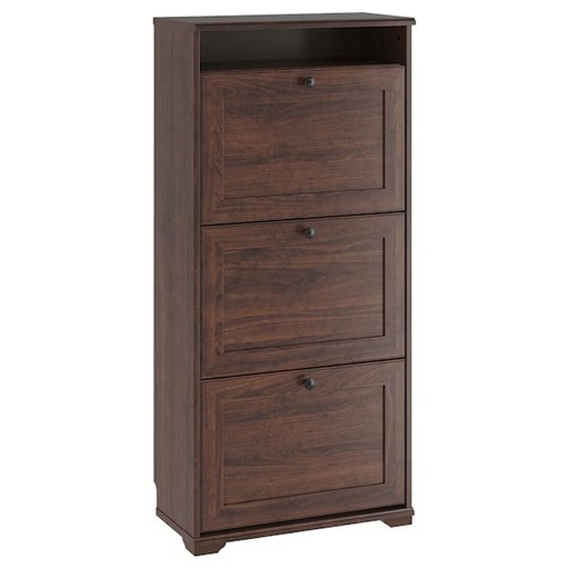 BRUSALI Shoe Cabinet with 3 Compartments, Brown