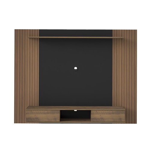 Teofilo Otoni Tv Wall Panel - Slatted Pine/ Black