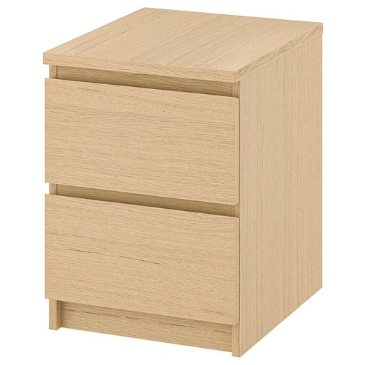 MALM Chest of 2 Drawers, White Stained Oak Veneer