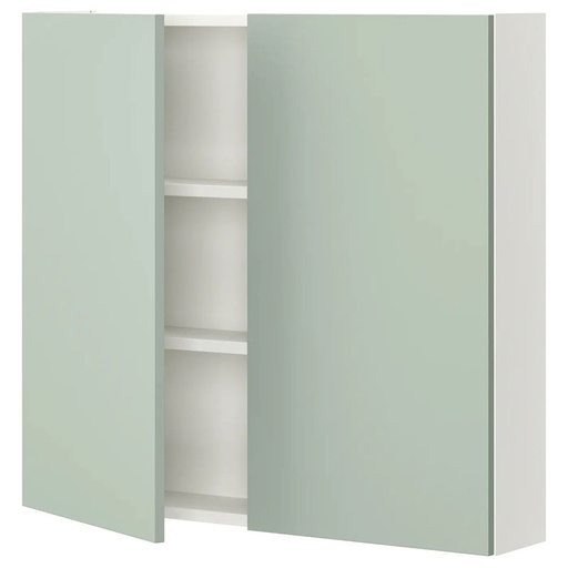 ENHET wall cb w 2 shlvs/doors white/pale grey-green 80x17x75 cm