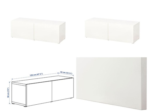 BESTA shelf unit with doors white/Lappviken white 120x42x38 cm