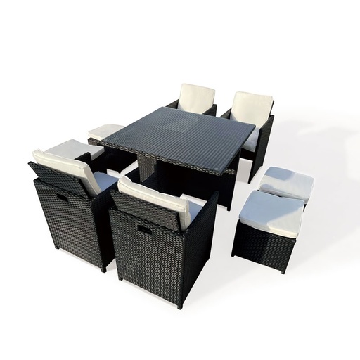 GILES Outdoor Dining Set Black