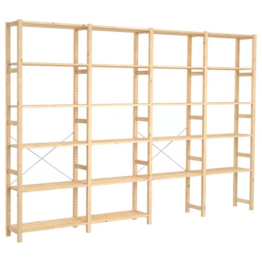 IVAR 4 Sections/Shelves, Pine, 344x30x226 cm